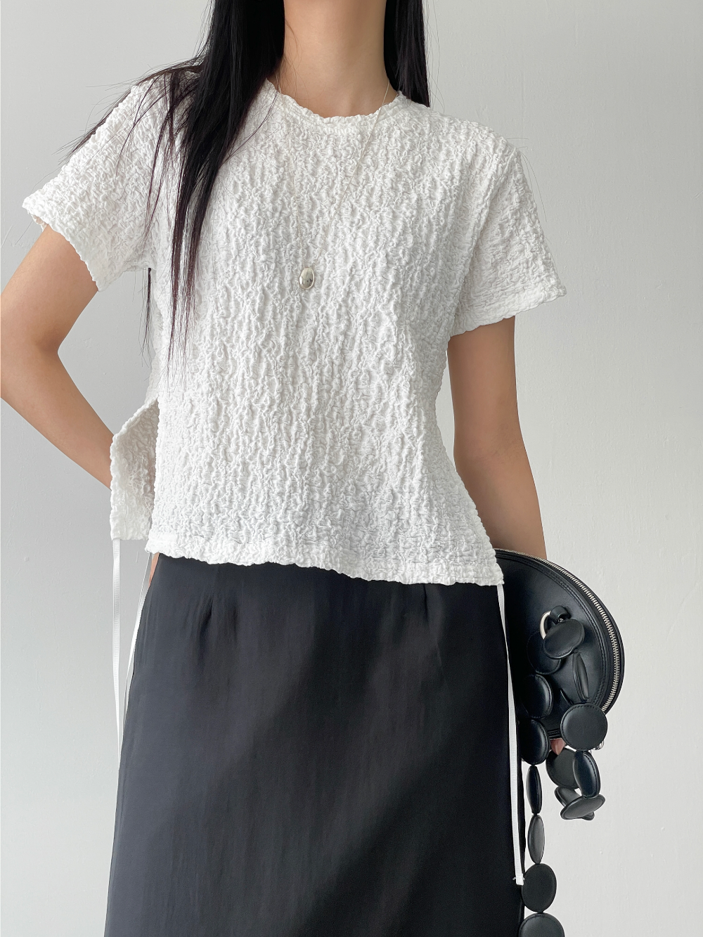 wrinkled blouse top (2color)